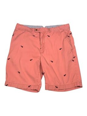 Daniel Cremieux Men's Coral Embroidered Fish Skeleton Flat-Front Shorts Sz 33